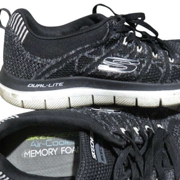 Skechers Synergy Switch Black Knit Running Shoes air cooled memory Foam - Picture 7 of 11